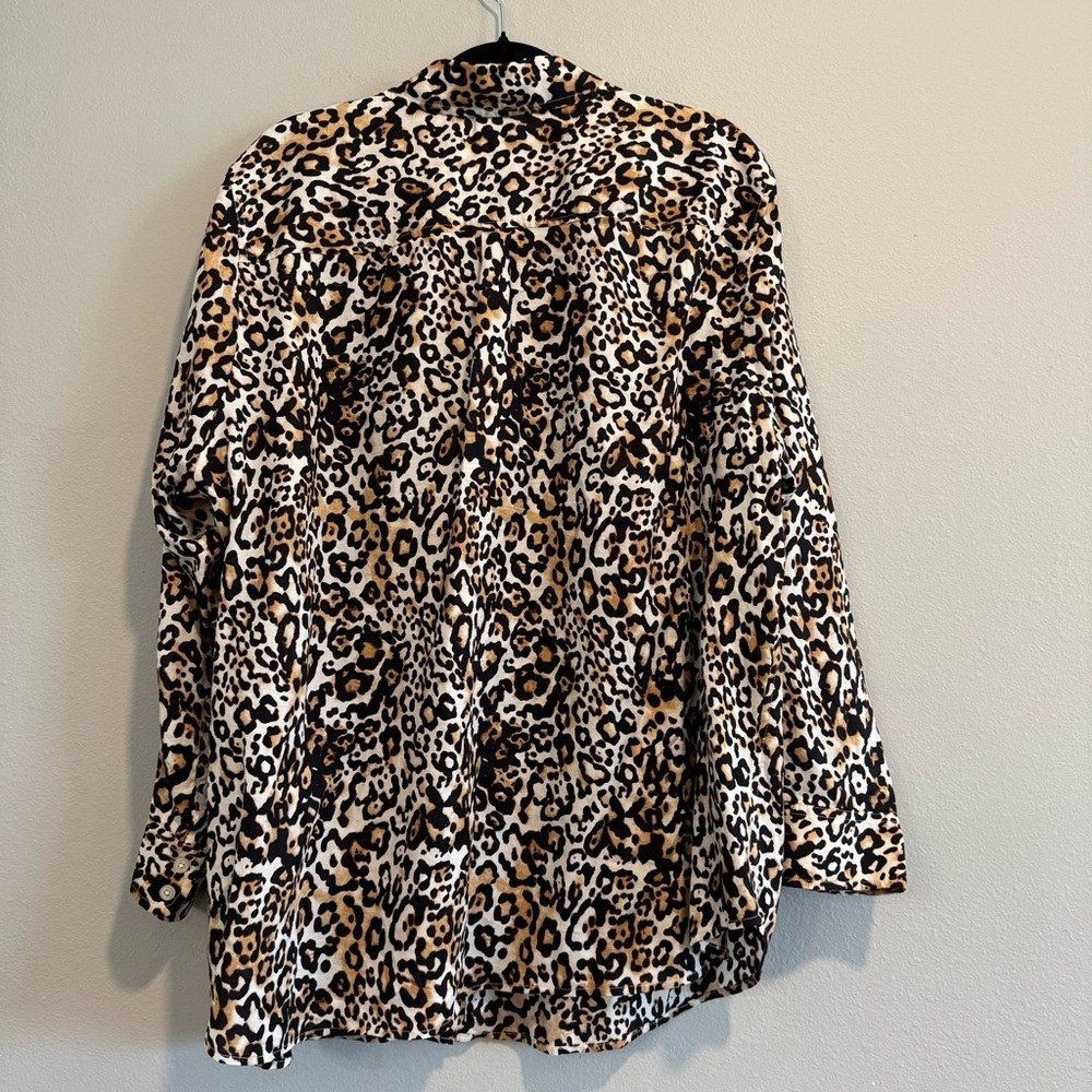 Talbots Plus Leopard Print Button-Up Shirt Long S… - image 2